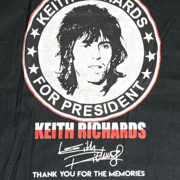 "Keith Richards For President" NOS Adult XL Black T-Shirt - Picture 2 of 5
